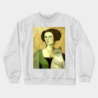 A woman with her cat Crewneck Sweatshirt